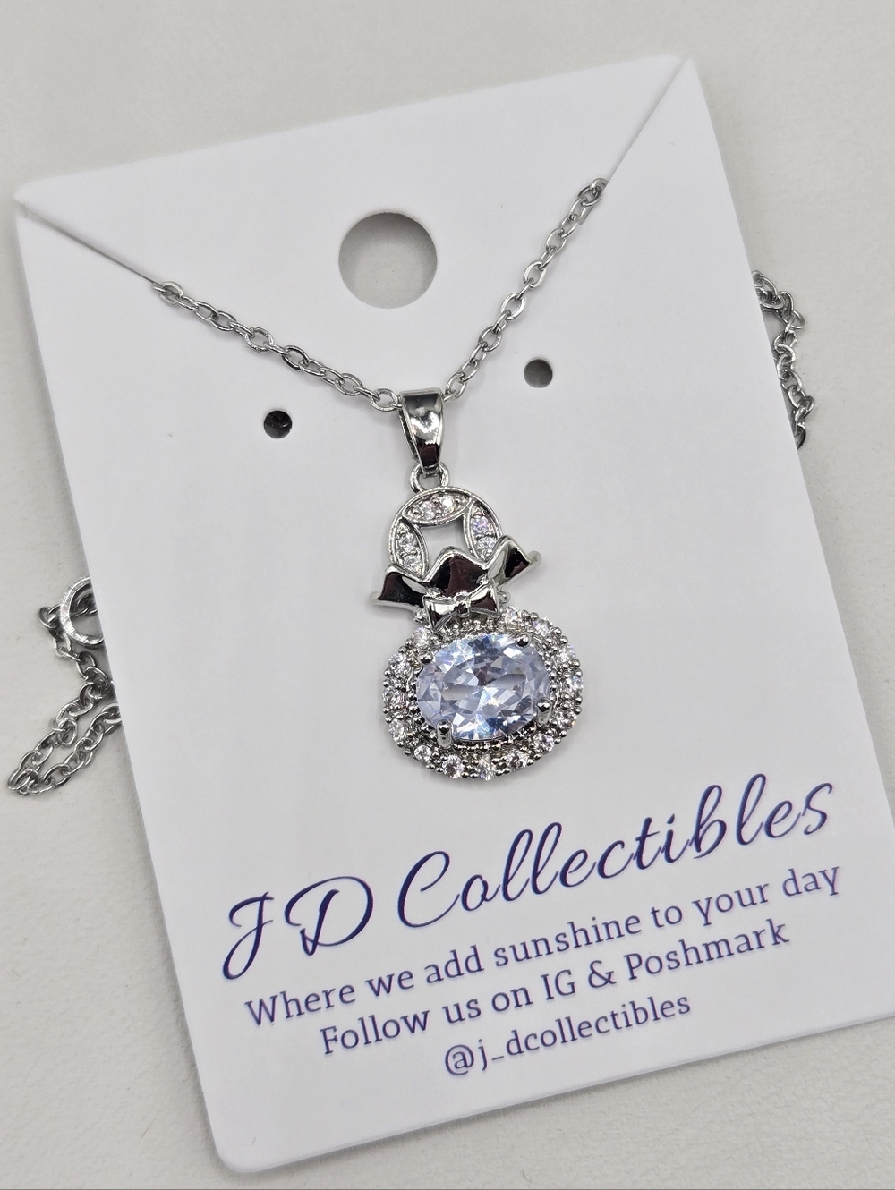 Swarovski Crystal Elements Silver Necklace Halo 16 - 18 inch Prom Bridal Casual